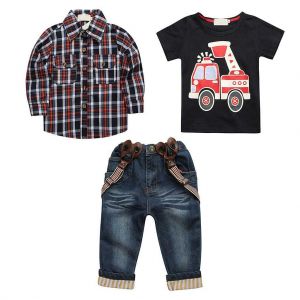 Aviad shop מוצרים לתינוק סט של 3 בגדים לתינוק מכנס חולצה וחולה מכופתרת